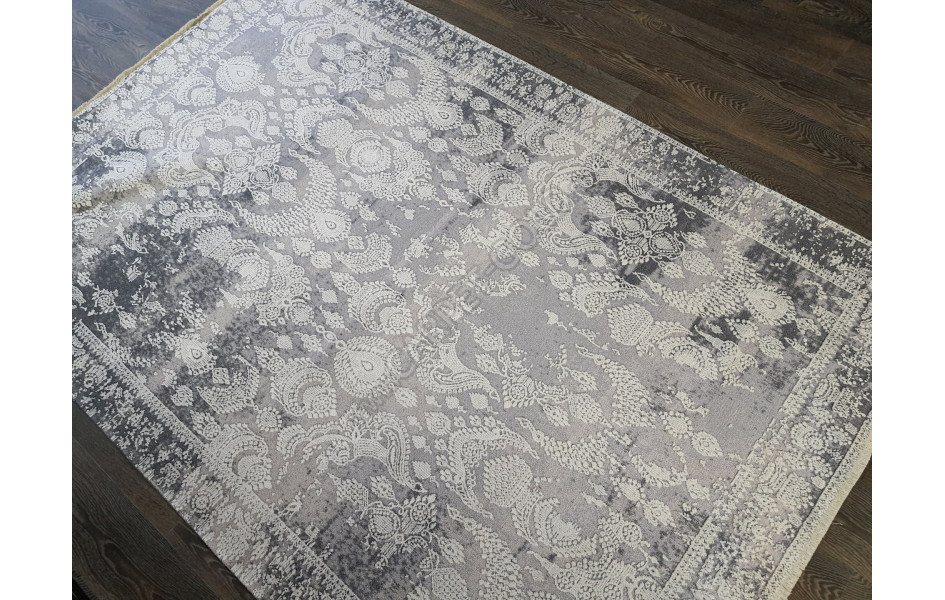 Безворсовый ковер лофт дизайн BANCO P1055 GREY-WHITE