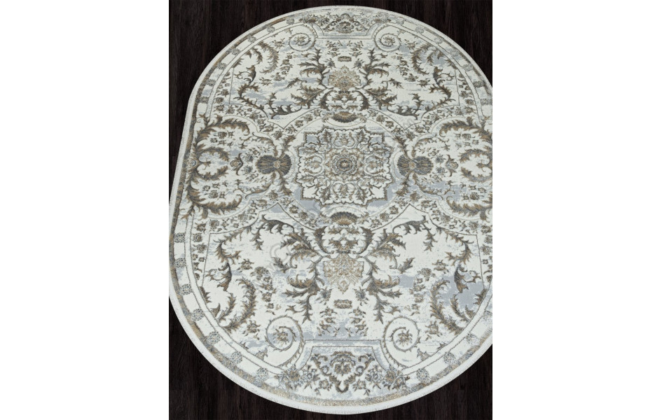 Ковер 00765A - GREY FDY / CREAM HB - Овал - коллекция SAHARA