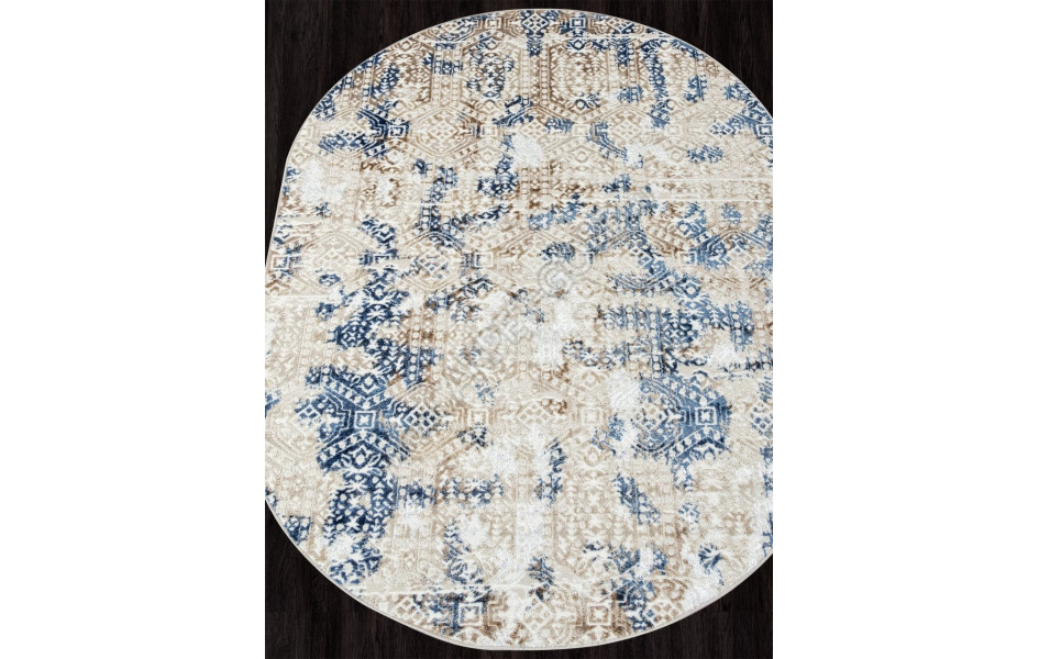 Ковер O1699 - 630 CREAM / BLUE - Овал - коллекция ANTEP