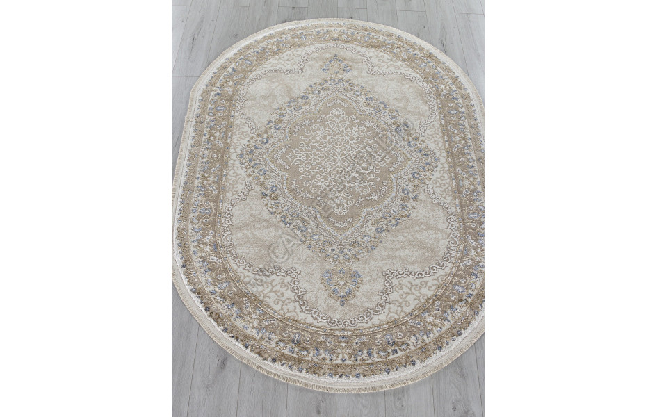 Ковер 27226A - BEIGE / BLUE - Овал - коллекция MOSSO